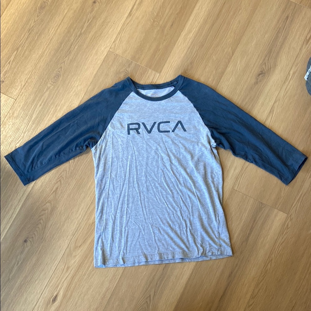RVCA Gray and Blue Raglan Shirt